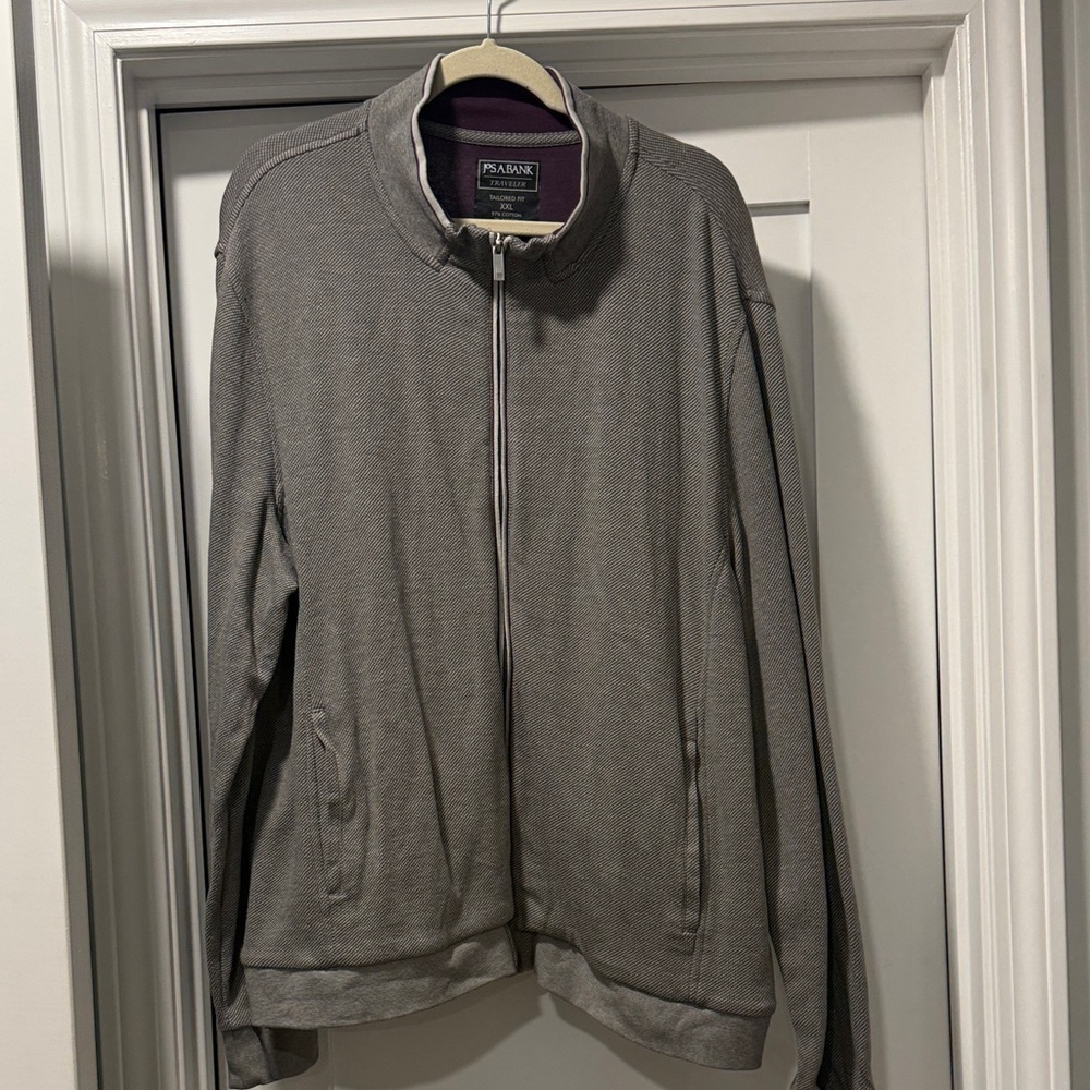 Jos. A. Bank Gray Full-Zip Knit Jacket